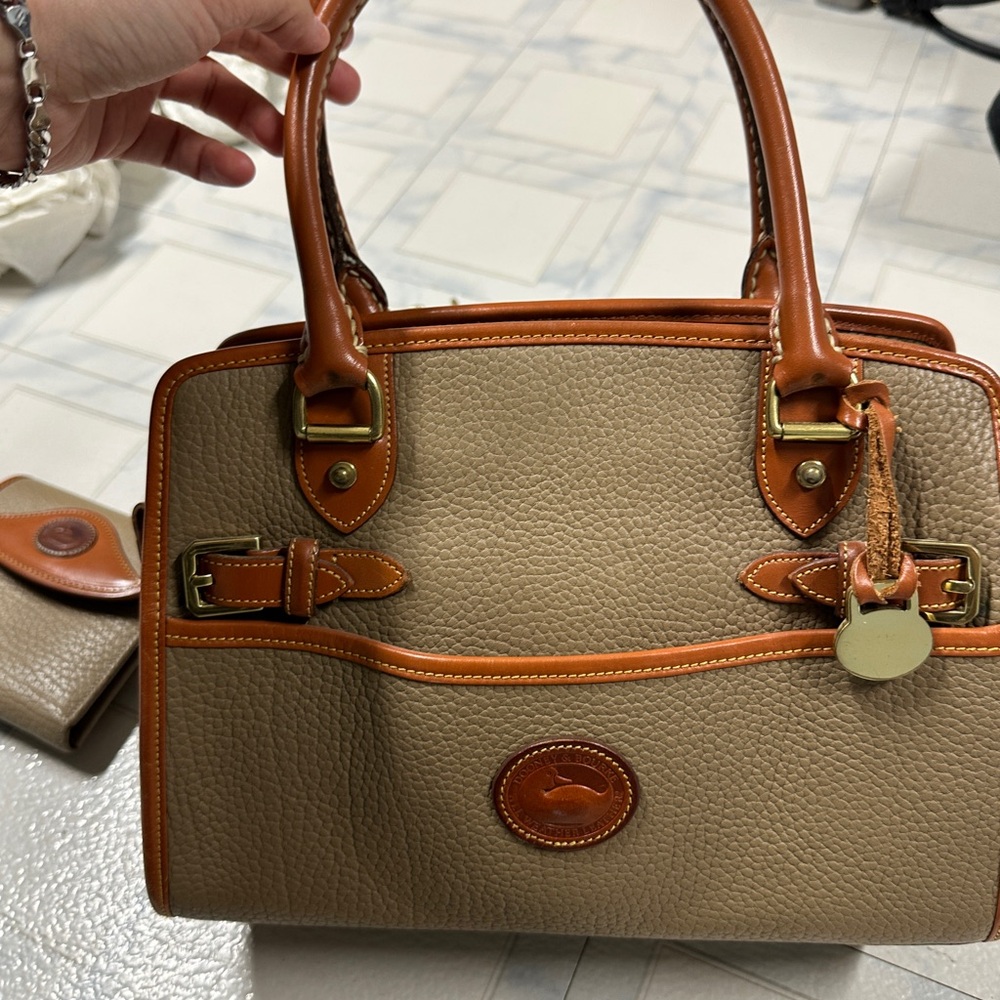 Dooney & Bourke Tan and Brown Leather Satchel